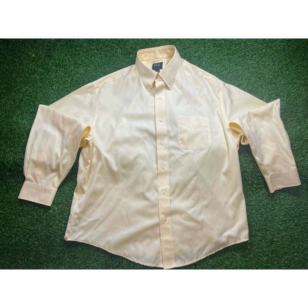 JoS A Bank 17 33 Traveler, Dress Shirt, Button Down Men’s Yellow Long Sleeve